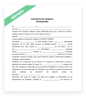 ejemplo carta contrato de trabajo extranjeros